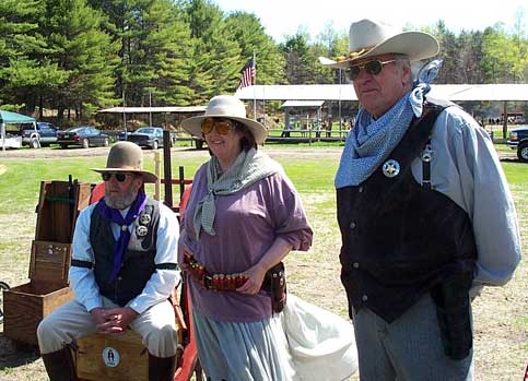 Amos-T on the right with Rawhide Rod and Pistol Packing Punky at the May 2003 shoot at Falmouth, ME.