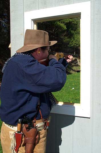 Shootist Bill with rifle at Falmouth, ME.