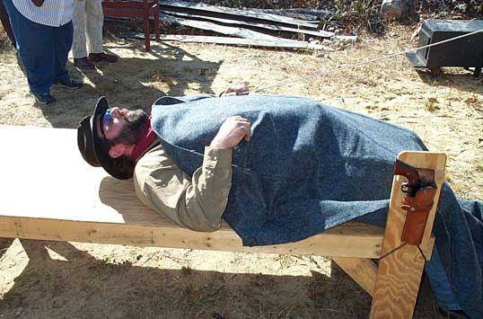 Paden asleep at the Ghost Riders Revenge Shoot at Kinnicum Creek.