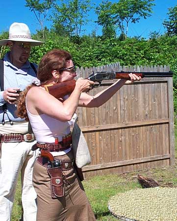 Shooting rifle at Keene, NH in late June 2004.