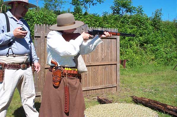 Shooting rifle at Keene in June 2004.