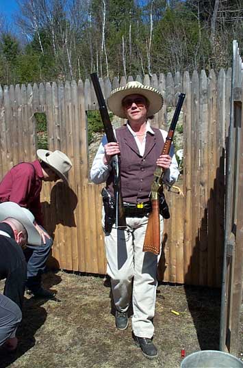 MIss Delaney Belle leaving the stage with firearms at Keene, NH.