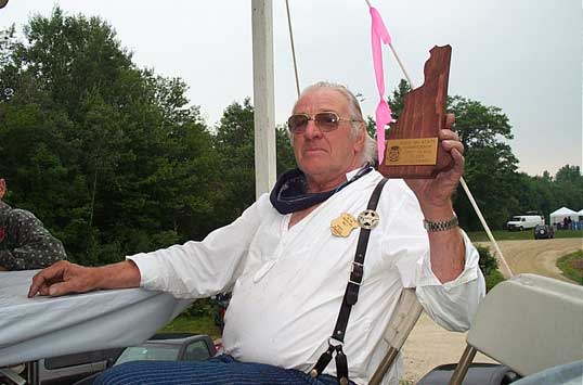 Amos-T with his trophy plaque at the 2003 NH State SASS Championships.