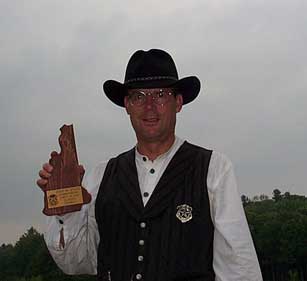 Dead Head with trophy plaque as the top Classic Cowboy at the 2003 NH State SASS Championships.
