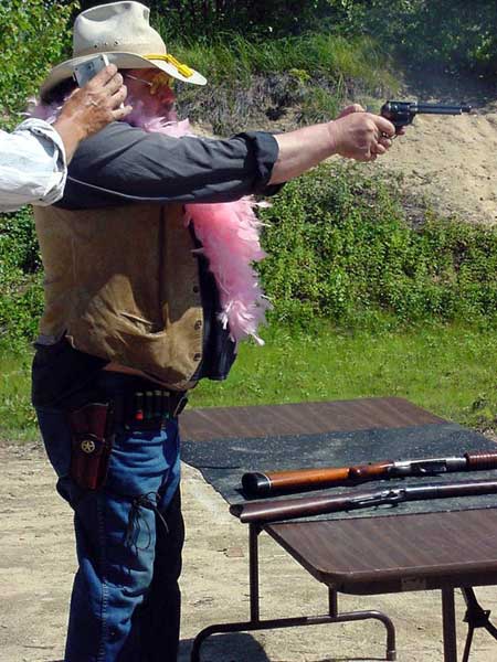 Skatter shooting with boa at Pelham, NH in July 2003.