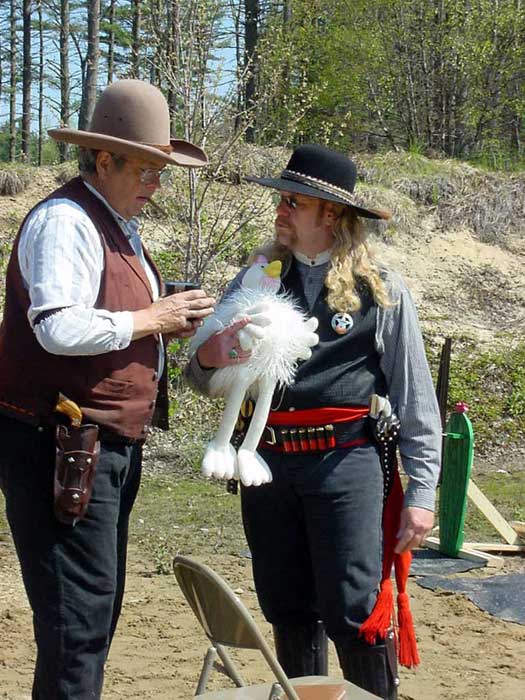 Wild Bill Blackerby being counseled by Saguaro Jack for playing with fowl at Pelham, NH.