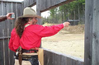 Shooting pistol at Pemi Gulch in May 2004.