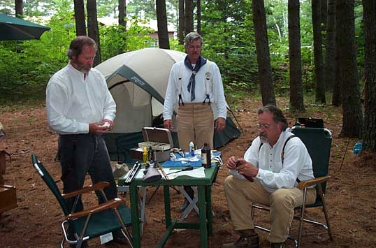 Dakota Joe (center) with Callous Clyde (left) and Capt. Morgan Rum (right) at 2003 Fracas at Pemi Gulch.