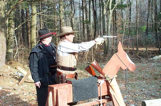 Buck Stone with pistol at Scituate Spring Shoot.