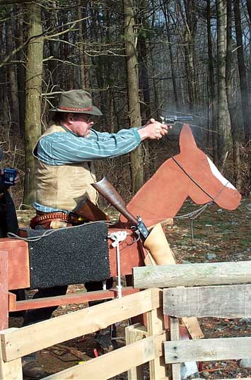 Capt. Morgan Rum with pistol at Scituate, MA Spring Shoot.