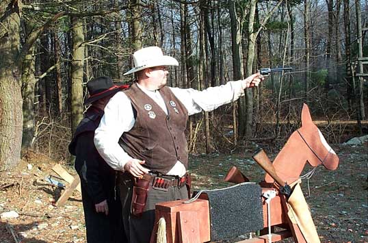 Toledo Kid with pistol at the Scituate Spring Shoot.