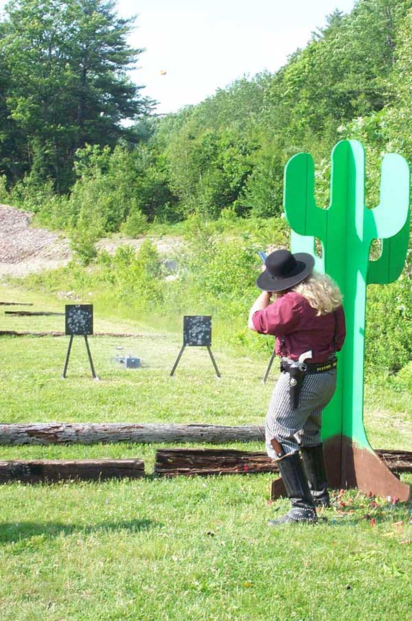 Shooting clay bird at Monadnock Mountain Regulator Shoot on June 30, 2002