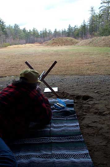 Capt. Morgan Rum shooting prone cross-sticks.