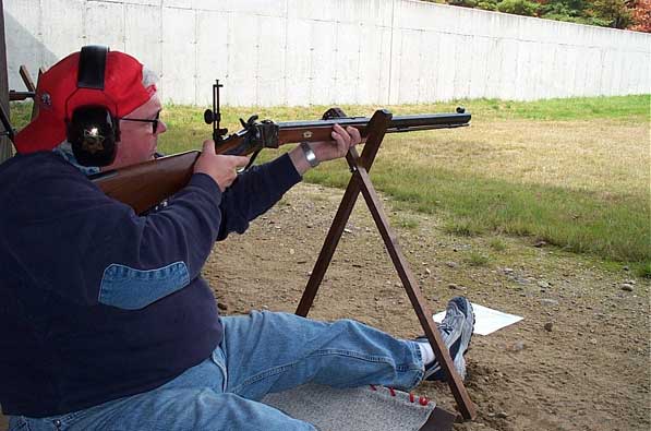 Gary LaFreniere shooting off his cross-sticks.